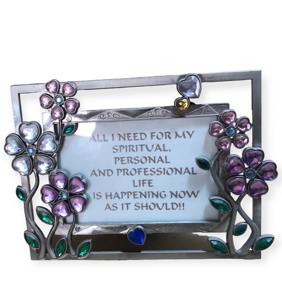 Silver-Tone Metal Frame with Colored Glass Floral Motif - Picture 3 of 12